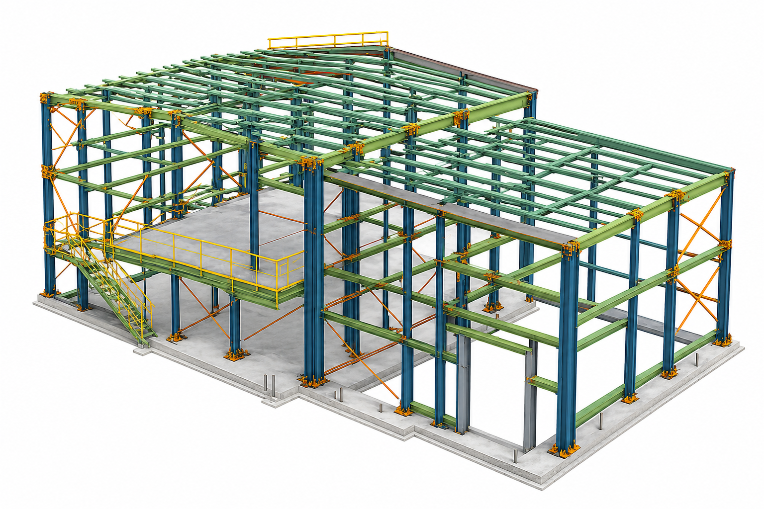 3D structural steel frame Tekla model by DwellFrames