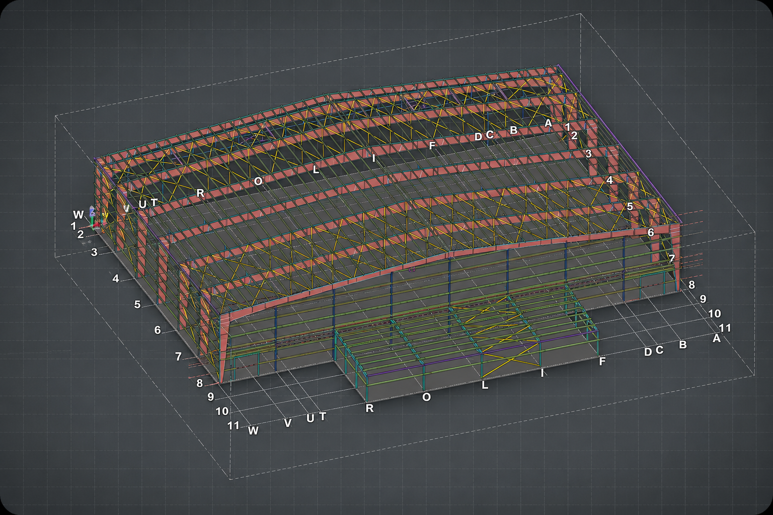 Logistics Hub Roof System Tekla model